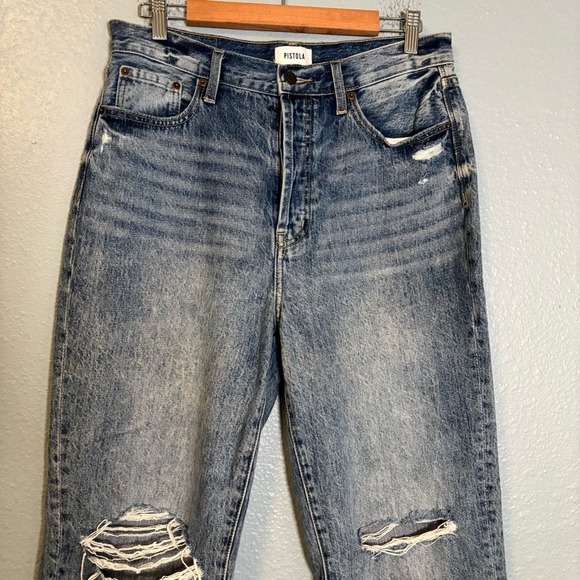 Pistola Womens Cassie Super High Rise Straight Leg‎ Distressed Jeans 30 Denim - Picture 5 of 12